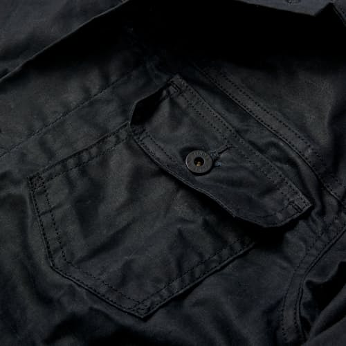 lifestyle image of Flannel-Lined Waxed Trucker Jacket
