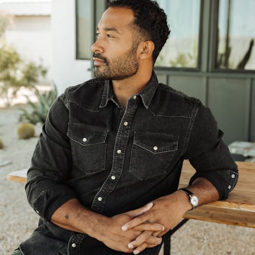 lifestyle image of Bone Button Western Shirt