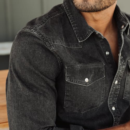 lifestyle image of Bone Button Western Shirt