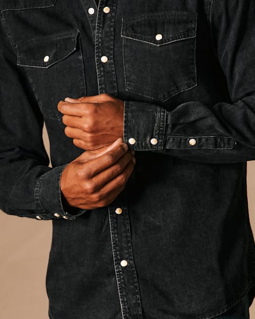 on model image of Bone Button Western Shirt