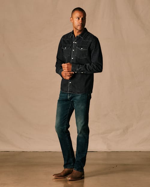 on model image of Bone Button Western Shirt