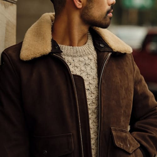 lifestyle image of Golden Bear Leather Bomber