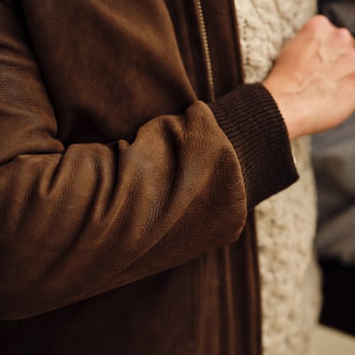 lifestyle image of Golden Bear Leather Bomber