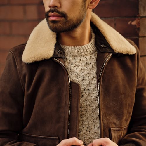 lifestyle image of Golden Bear Leather Bomber