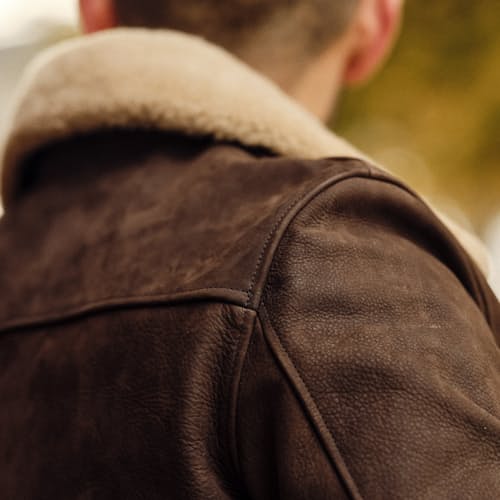 laydown image of Golden Bear Leather Bomber