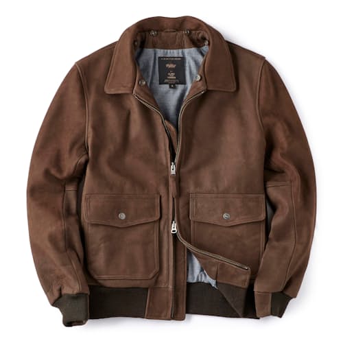 laydown image of Golden Bear Leather Bomber