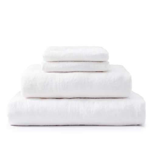 laydown image of Stonewashed Linen Sheet Set - Queen