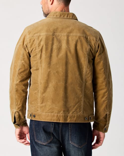 lifestyle image of Wool-Lined Waxed Trucker Jacket