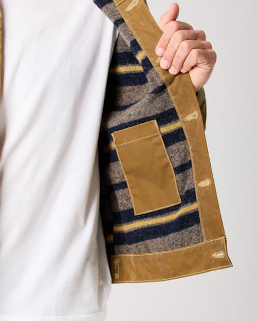 lifestyle image of Wool-Lined Waxed Trucker Jacket