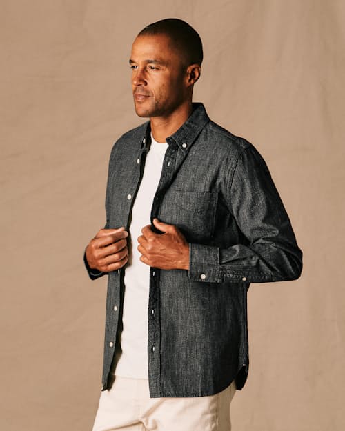 on model image of Classic Selvedge Architect Shirt