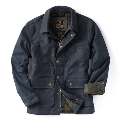 laydown image of Flannel-Lined Waxed Hudson Jacket
