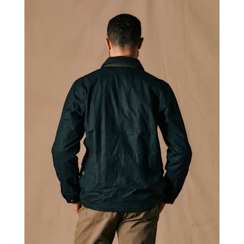 on model image of Flannel-Lined Waxed Hudson Jacket