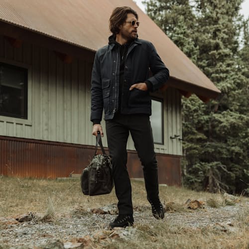 lifestyle image of Flannel-Lined Waxed Hudson Jacket