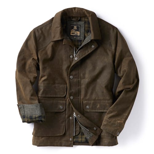 laydown image of Flannel-Lined Waxed Hudson Jacket