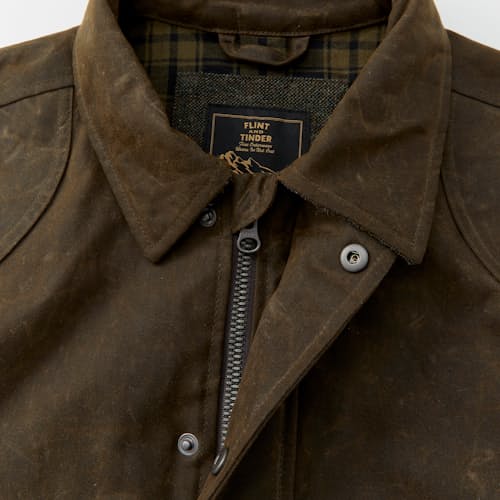 laydown detail image of Flannel-Lined Waxed Hudson Jacket