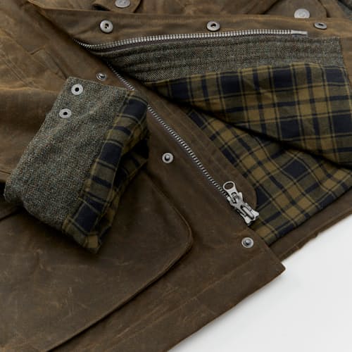 lifestyle image of Flannel-Lined Waxed Hudson Jacket