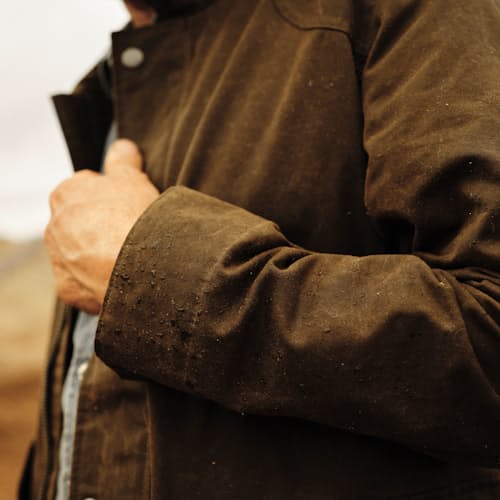 lifestyle image of Flannel-Lined Waxed Hudson Jacket