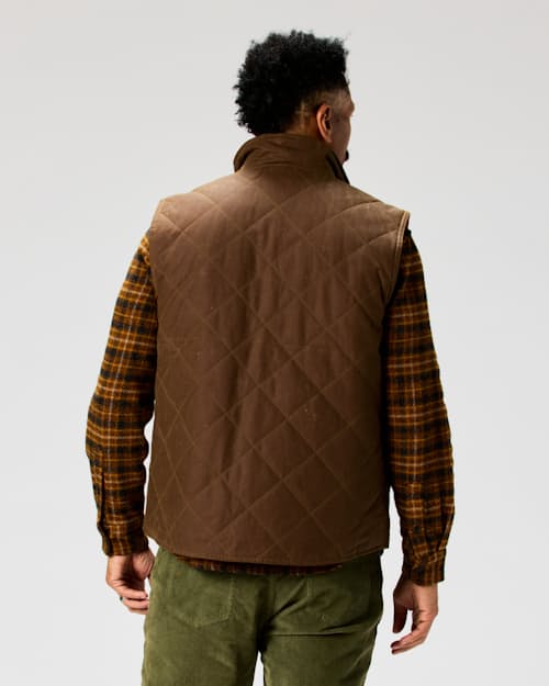 on model image of Quilted Waxed Vest