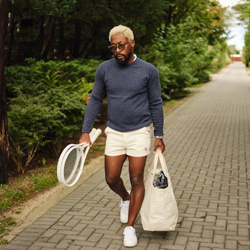 laydown image of Speckled Merino Wool Crewneck Sweater
