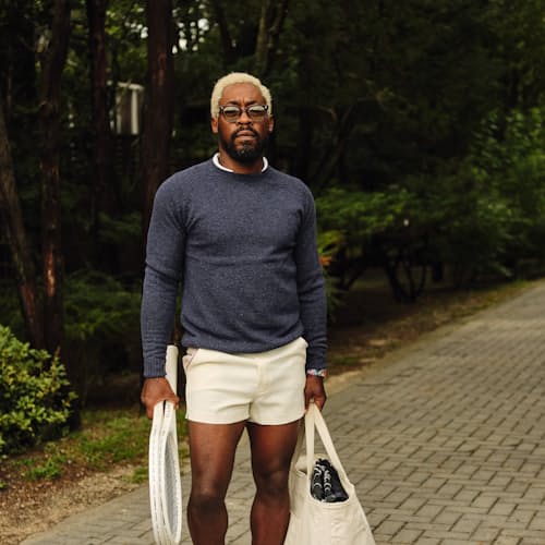 laydown image of Speckled Merino Wool Crewneck Sweater