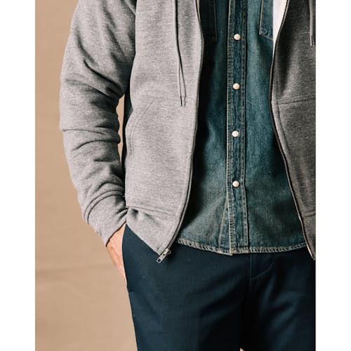 on model image of 10-Year Full Zip Hoodie