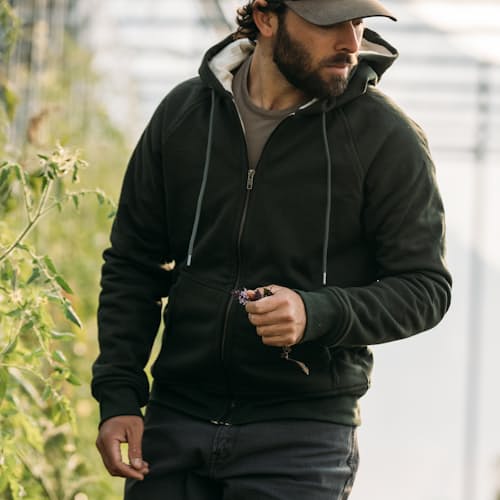 lifestyle image of 10-Year Waffle-Lined Hoodie