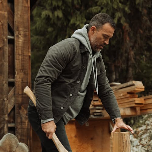 lifestyle image of Wool-Lined Waxed Trucker Jacket