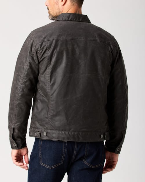 lifestyle image of Wool-Lined Waxed Trucker Jacket