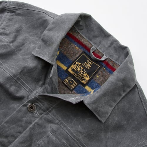 laydown detail image of Wool-Lined Waxed Trucker Jacket