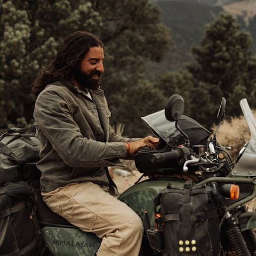 lifestyle image of Wool-Lined Waxed Trucker Jacket
