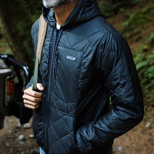 lifestyle image of Diamond Quilted Bomber Hoody