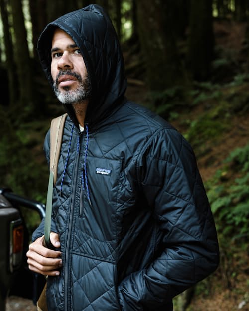 lifestyle image of Diamond Quilted Bomber Hoody