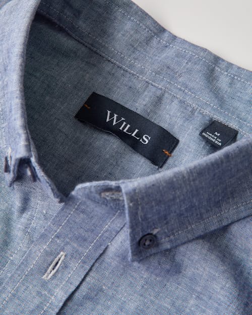 laydown detail image of Wrinkle-Free Linen Long Sleeve Shirt