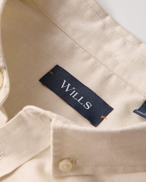 laydown detail image of Wrinkle-Free Linen Long Sleeve Shirt