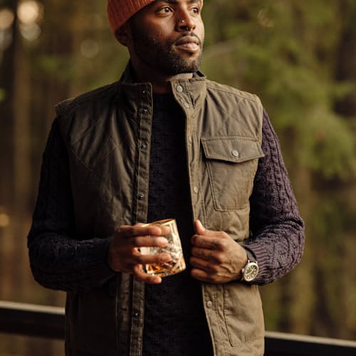 lifestyle image of Quilted Waxed Vest