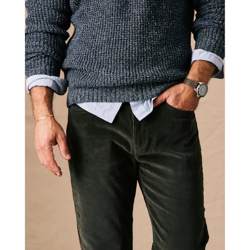 on model image of 365 Corduroy Pant - HB Athletic Tapered