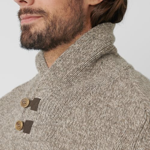 on model image of Lada Shawl Sweater