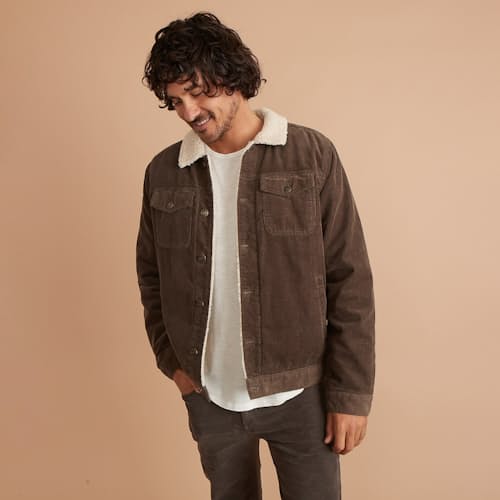 laydown image of Boise Cord Sherpa Trucker Jacket