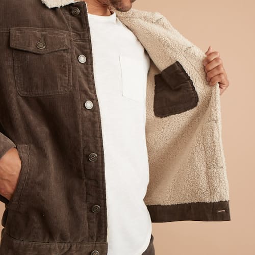 laydown image of Boise Cord Sherpa Trucker Jacket