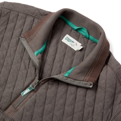 laydown image of Quilted Jersey Quarter Zip Sweatshirt