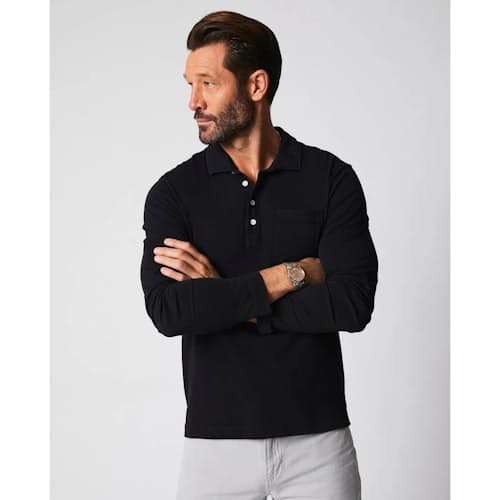 on model image of Pensacola Long Sleeve Polo