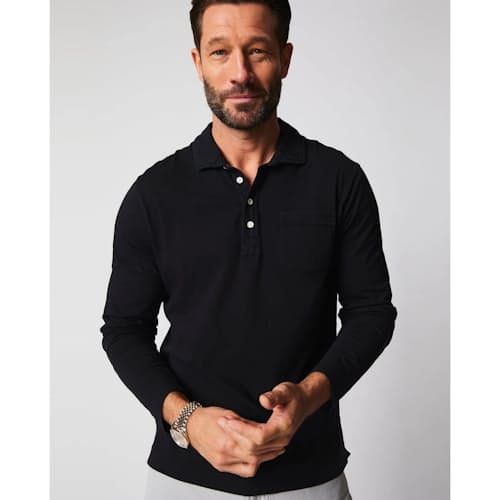 on model image of Pensacola Long Sleeve Polo