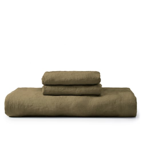 laydown image of Stonewashed Linen Duvet Set - Queen