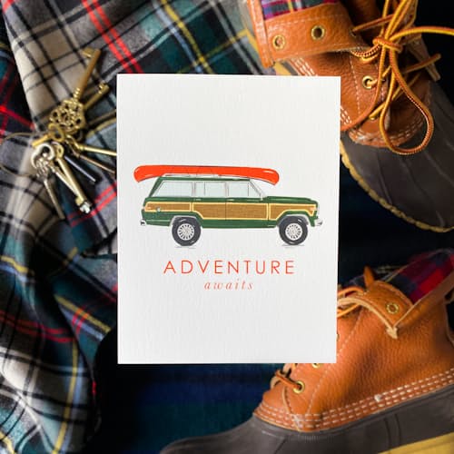 laydown image of Adventure Awaits Cards - Box of 6