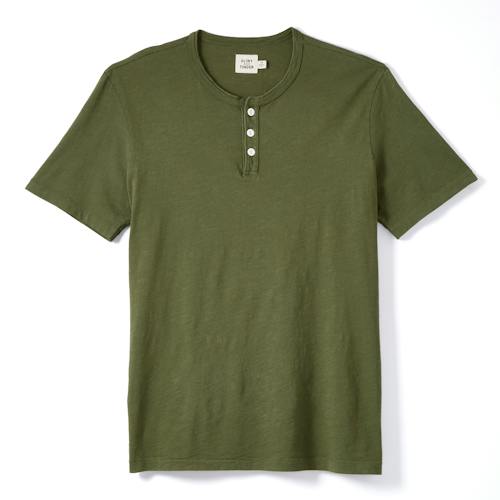 laydown image of Short Sleeve Slub Henley