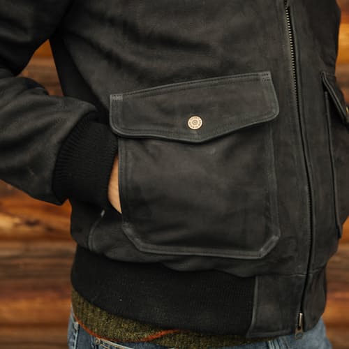 lifestyle image of Golden Bear Leather Bomber