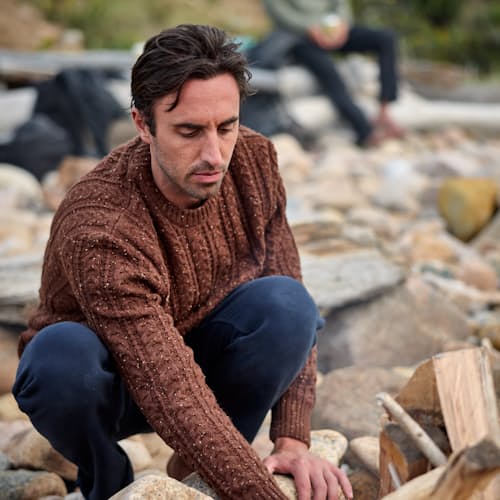 lifestyle image of Seawool Fisherman Crewneck Sweater
