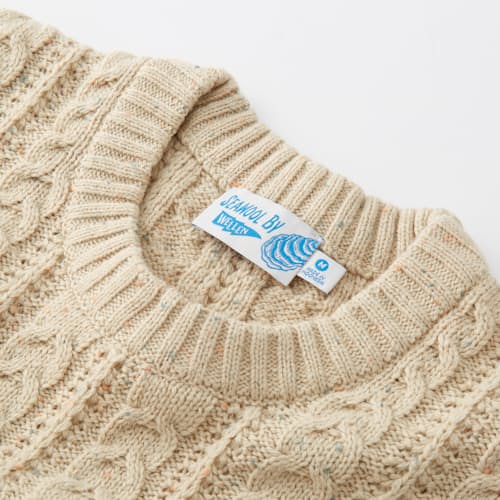 laydown image of Seawool Fisherman Crewneck Sweater