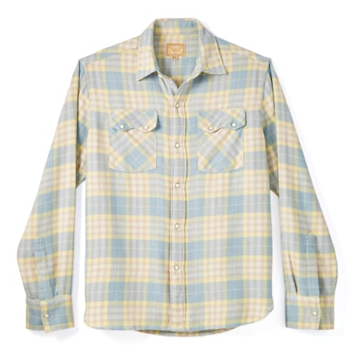 laydown image of Washed Pearl Snap Flannel Shirt