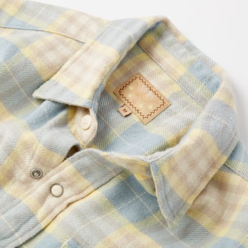 laydown image of Washed Pearl Snap Flannel Shirt